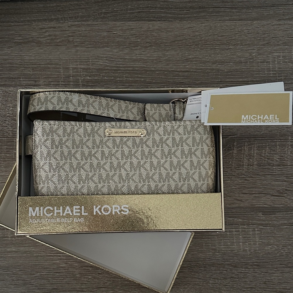 Michael Kors Gold and Cream Belt Bag